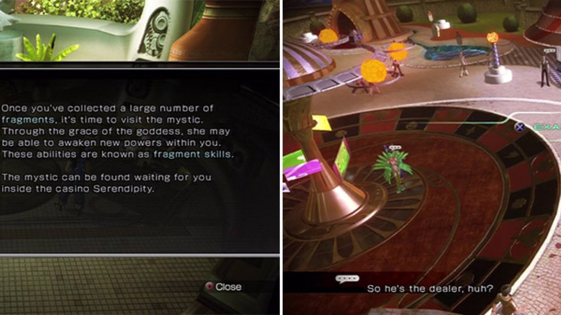 Chocobo Mystic and Fragment Skills explanation (left). The FFXIII save-exclusive Lightning Mask (right).