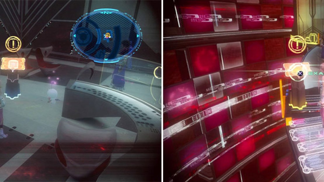 Flip the switches to rotate the rooms (left). This platform takes you to the 15th floor (right).