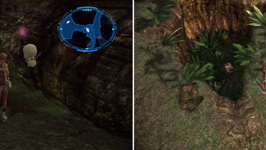 Location of the Ivory Crystal (left). Location of the Emerald Crystal (right).