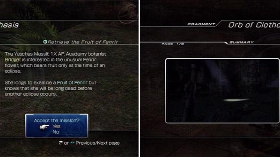 Find the Fruit of Fenrir (left). Find the unbroken tablet (right).