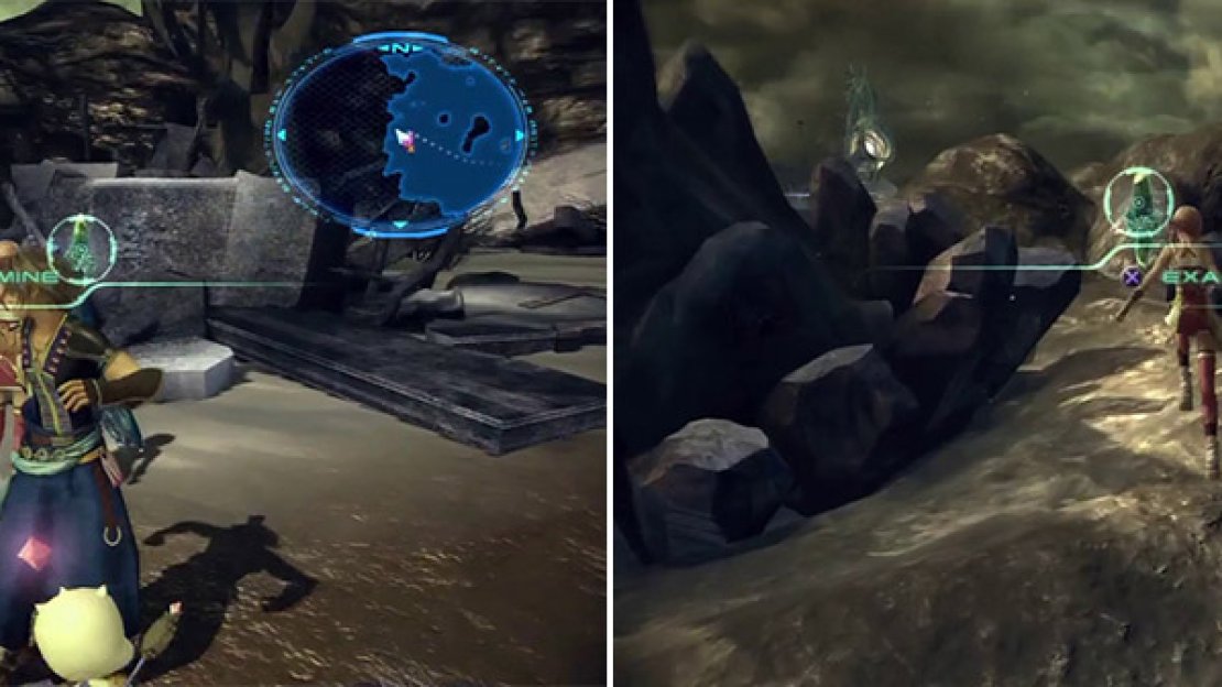 Location of Noel’s message (left). Location of Serah’s message (right).