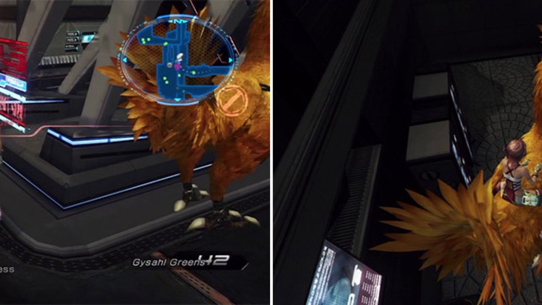 Cryptic location 1 - behind the red screen (left). Cryptic location 2 - in the alley (right).