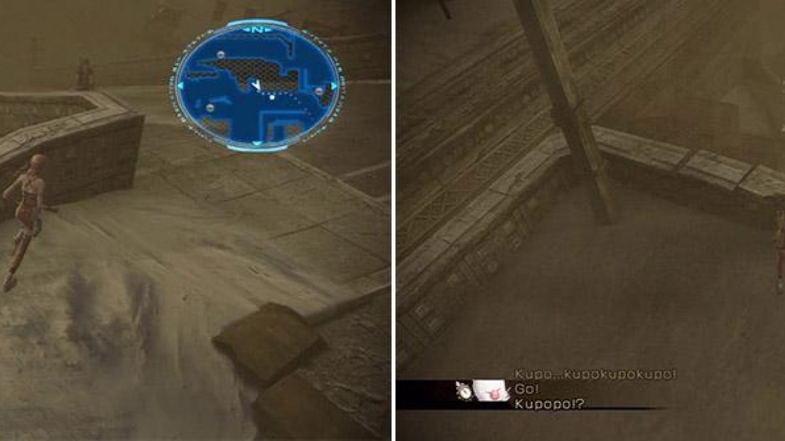 Location of the ‘How Things Were’ Gate Seal (look at the top of the boxes on the left) (left). Location of ‘Flight’ Gate Seal (near moogle’s location) (right).