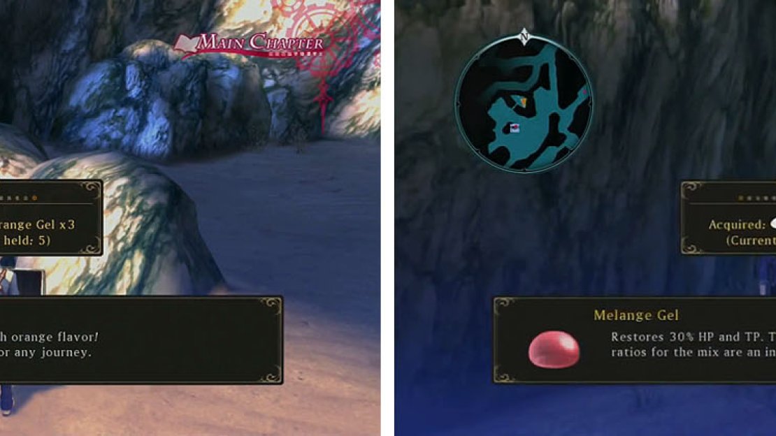 Grab the Orange Gel from the beach and the Melange Gel from the cave nearby.