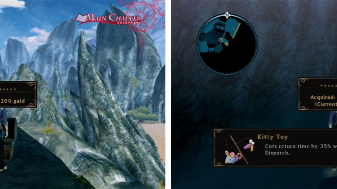 Het the 2200 Gald from the upper cliff before you head to the Central Region and grab the Kitty Toy.