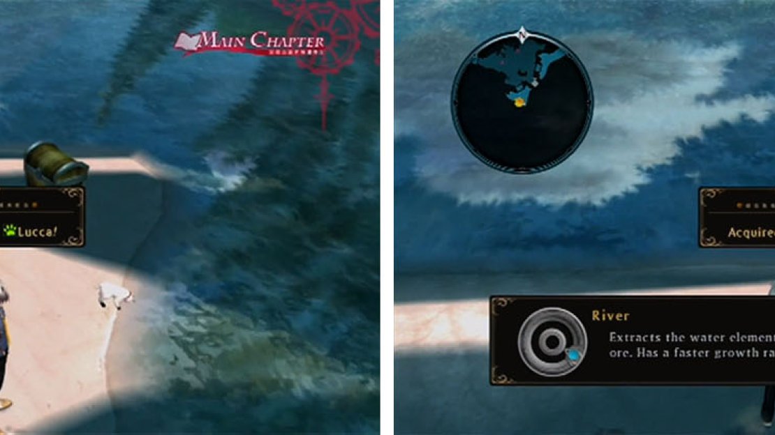 There are two important items to grab in the Seafalls; Lucca the cat and the River extractor.