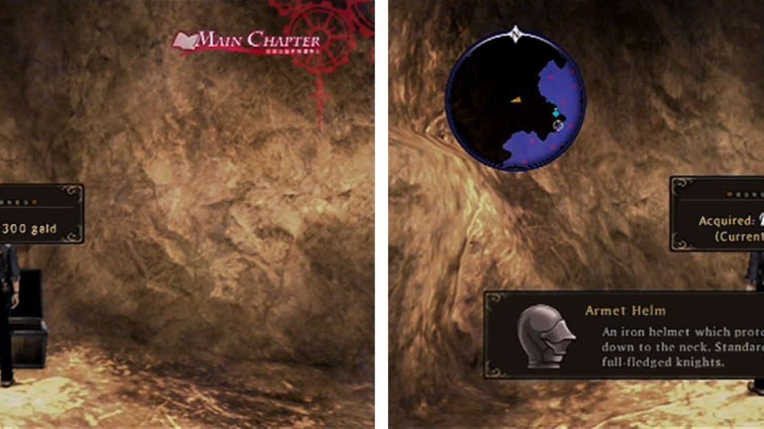 Get the money just lying around and then get the Armet Helm in the Central Region.