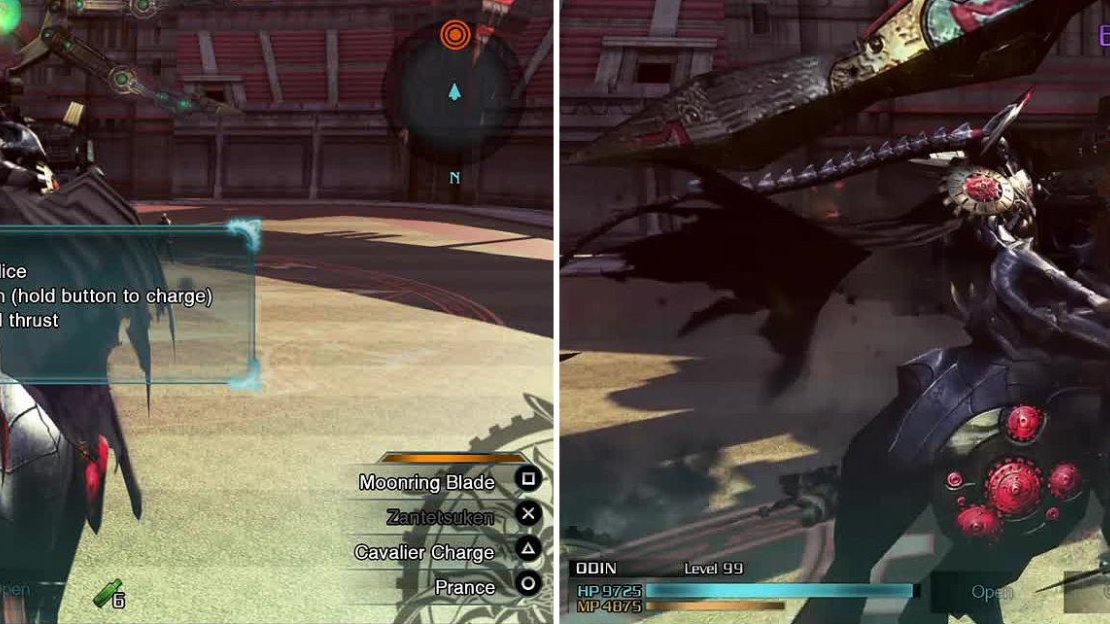While Odin’s Moonring Blade will do a lot of damage, charge up Zantetsuken fully (you can see the percentage in blue above his head) to instantly kill the Dainsleif.