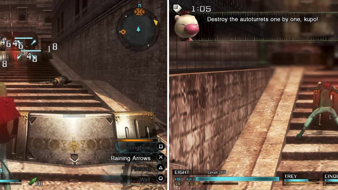 Long-ranged characters like Trey (left) can kill off the enemies behind the barriers with ease. A smart way to destroy them with melee characters is to Harvest Phantoma (right) from enemies dead next to them.