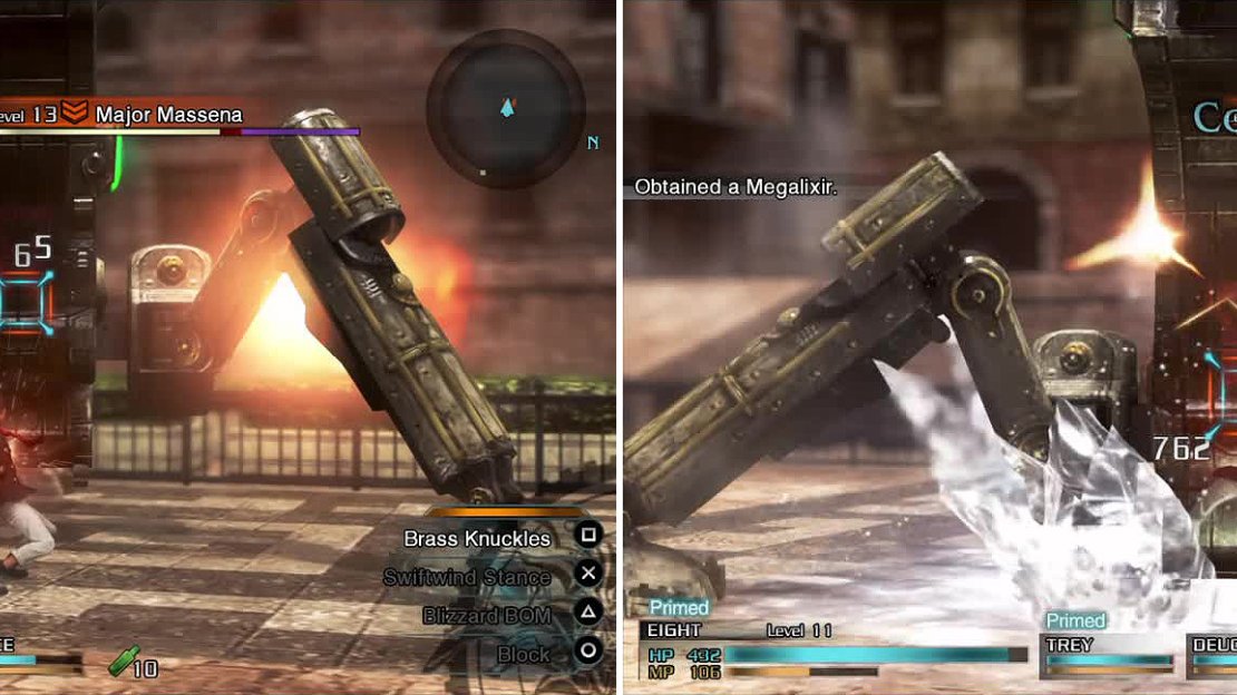 Target the fuel tank for the SO (left) and unleash a Blizzard-BOM next to it (right). This will destroy it, completing the SO and doing massive damage to Major Massena.