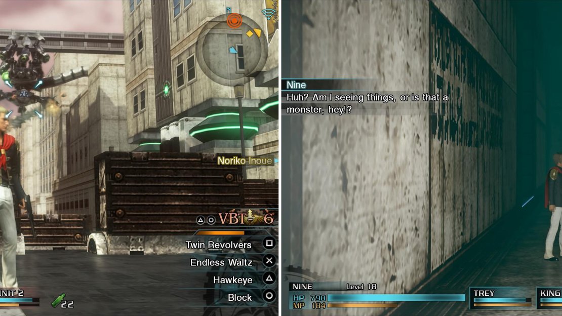 Vajra (left) makes its appearance here. Wait for it to destroy the blockage in front of you. Later, you will have your first encounter with a Snow Giant (right) in a tight corridor.