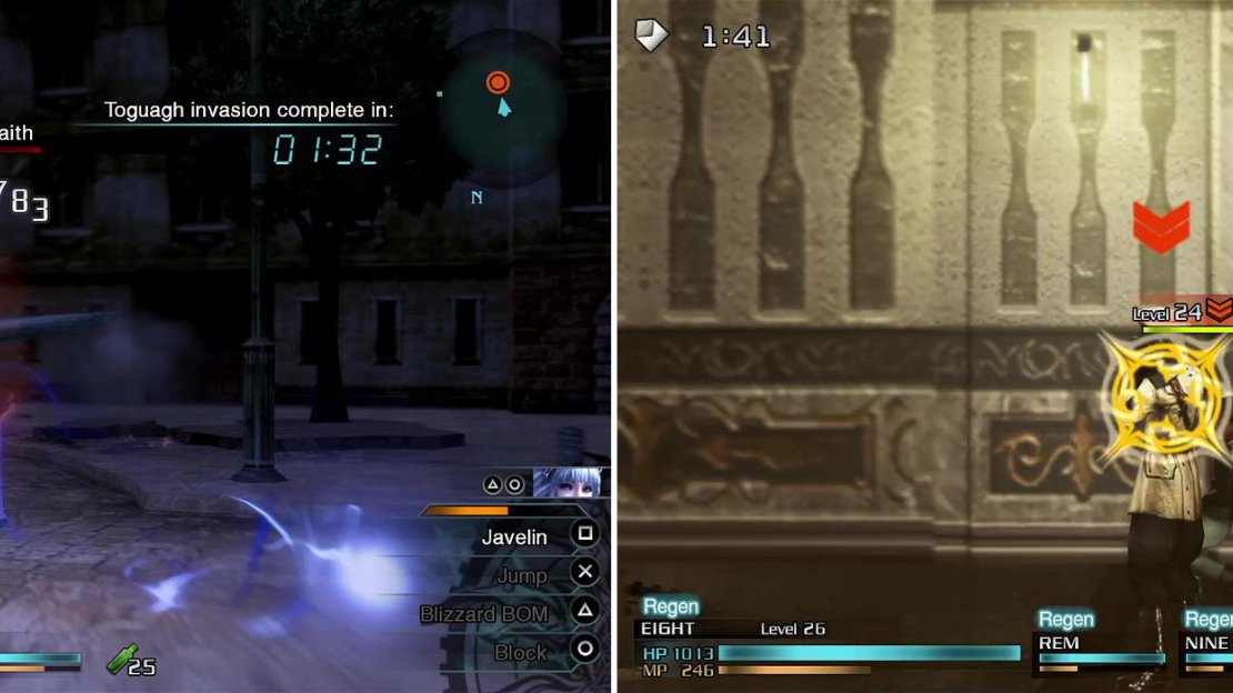 Nine can actually hit the MA with his melee attack which is handy (left). If you rush behind Berkeley, you can get a quick Breaksight on him (right).