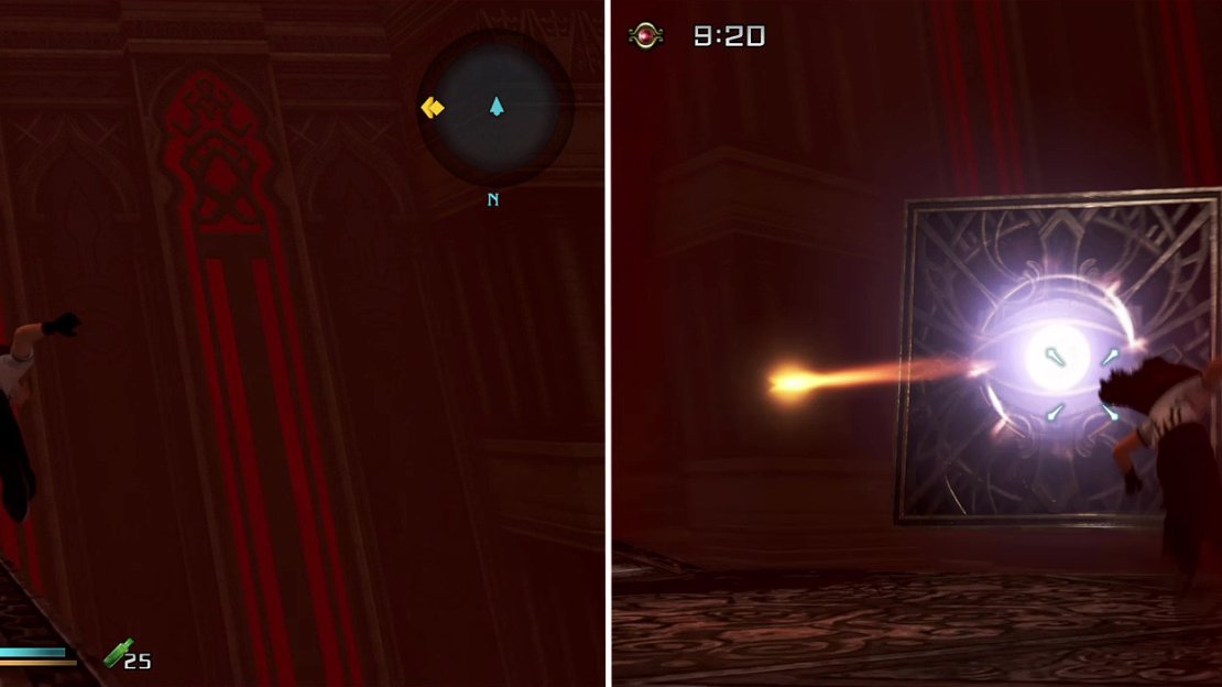 Stick to the left side as you roll up the stairs to avoid the majority of the fire from the Cubes.