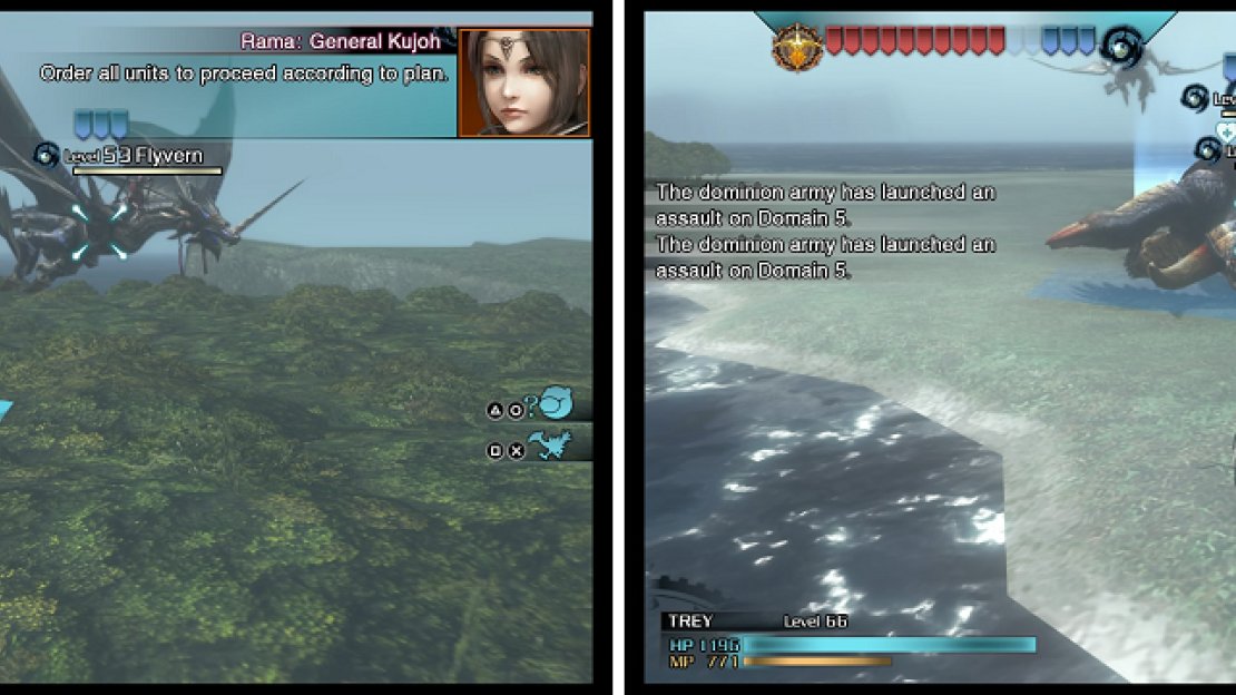 The Flyvern will head to your main camp (left), so quickly take it out before it does any damage. You’ll have to contend with Cragapaces (right) coming out of Rama before your troops can get to it.