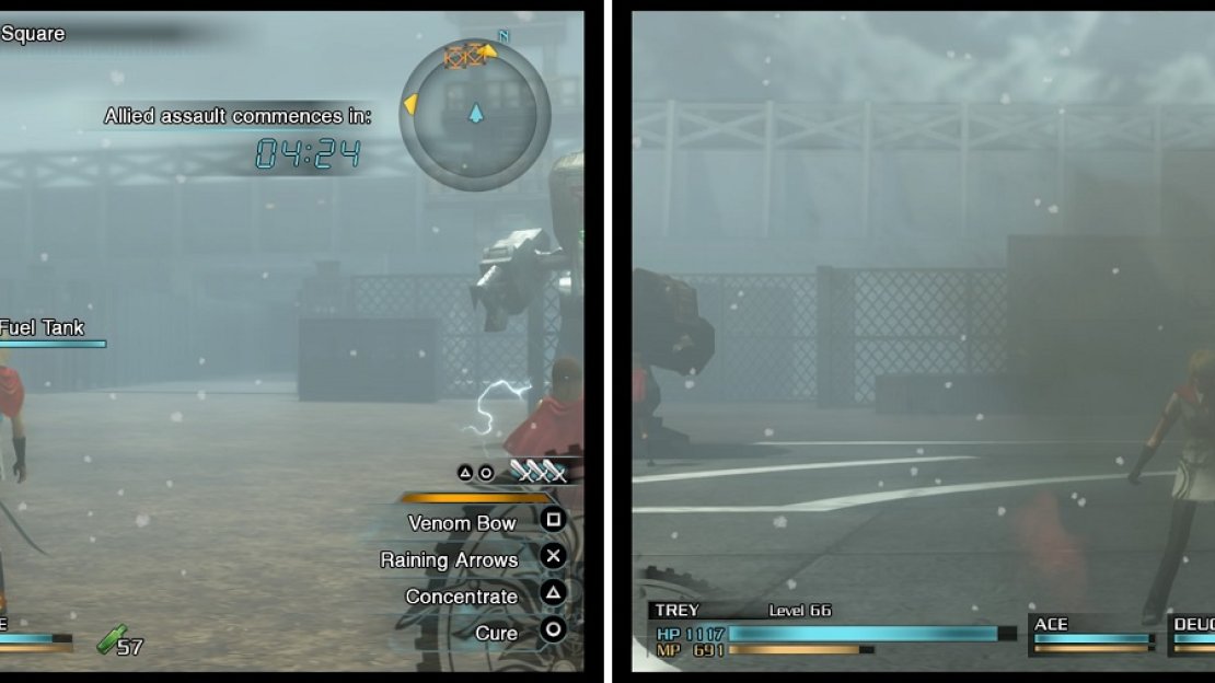 You will need to destroy all of the fuel tanks in this stronghold (left), but keep an eye out for Panjandrums posing as fuel tanks (right).