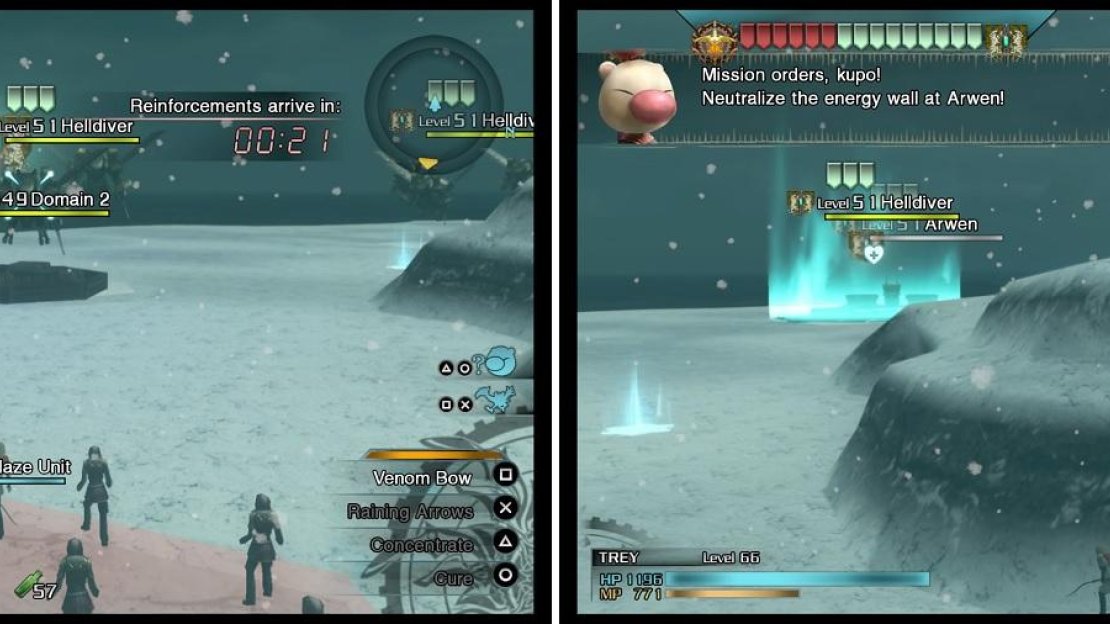 Arwen will be sending out elite units called Helldivers (left), which can put a hurting on your strongholds. Protecting Morina until the timer is gone will send out an elite unit of your own, the Izumo Unit (right).