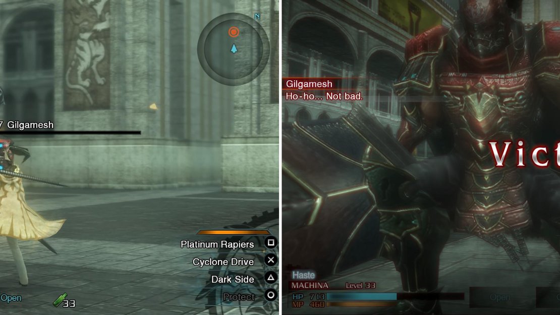 You should be well versed at killing Gilgamesh by now. Luckily Machina is more than a match for him. Having an HP regen ability helps.