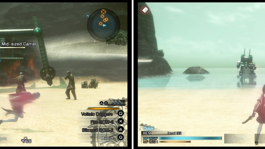 If you want to S-Rank this mission, you’ll need to destroy the Carrier (left) and harvest its Phantoma. The enemies coming out of the water are just normal Colossi, despite having a different name (right).