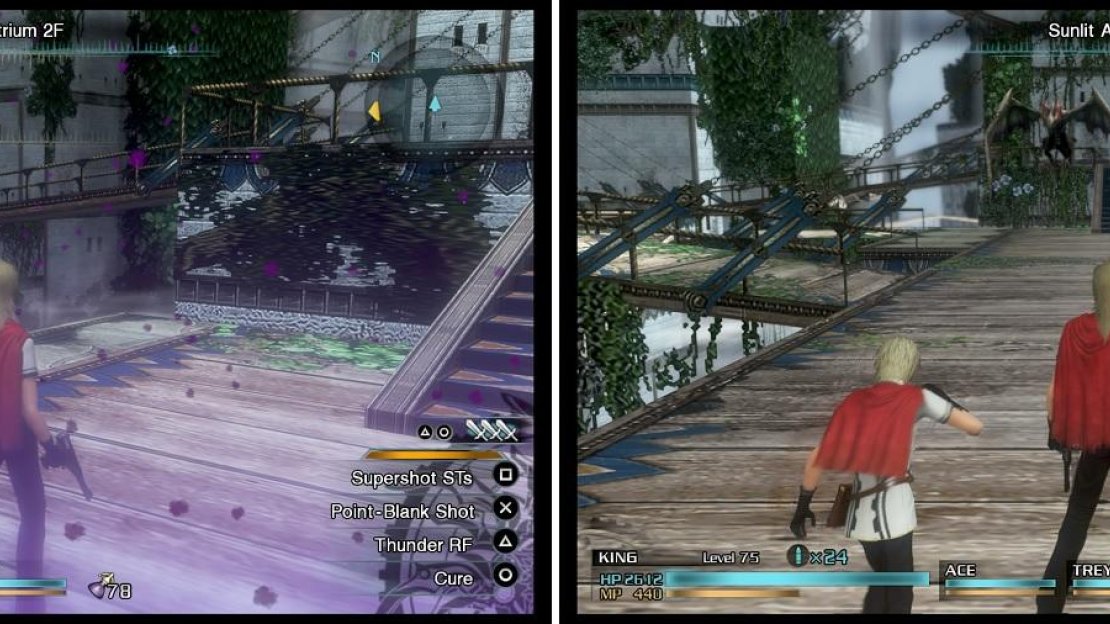 This area is filled with poison, making you lose damage whenever you move (left). Upon leaving, you will be back to normal (right).