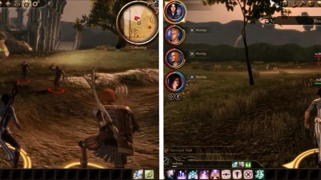 As you’re leaving to the outskirts of Lothering, some refugees will attack you. You can find numerous pockets of bandits out here too.