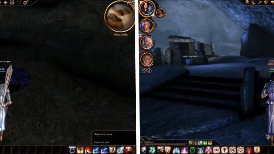 Find the Warrior’s Grave at the end of this path. Approach Ruck and he will run off down a side path with spiders.