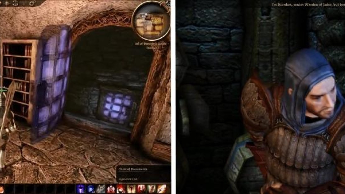 You can find the Grey Warden Documents in the aptly named Chest of Documents just before you reach Riordan. Riordan is a senior Warden and offers valuable knowledge on the Grey Wardens.