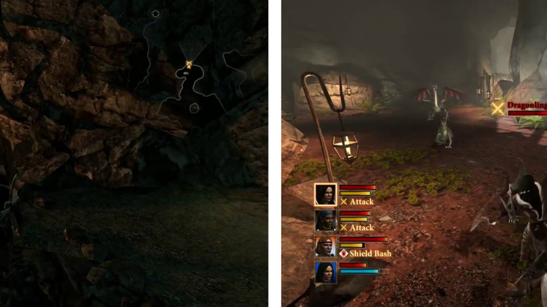 Enter the Bone Pit Mines and fight your way through the dragonlings inside.