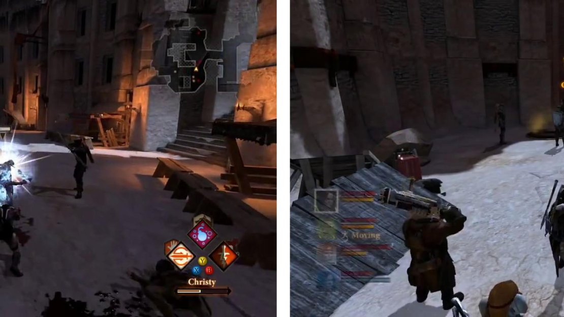 Fight your way through Lowtown and rescue Guardsman Donnic when you locate him (right).