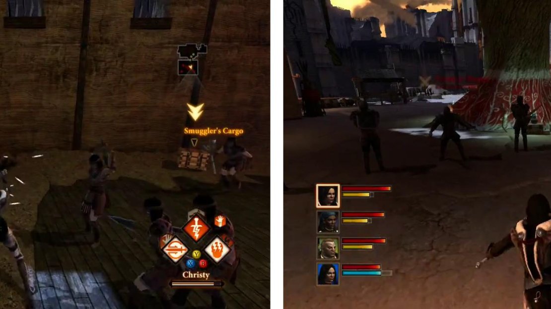Loot the chest inside the Abandoned house (left). As you exit you’ll be ambushed (right).