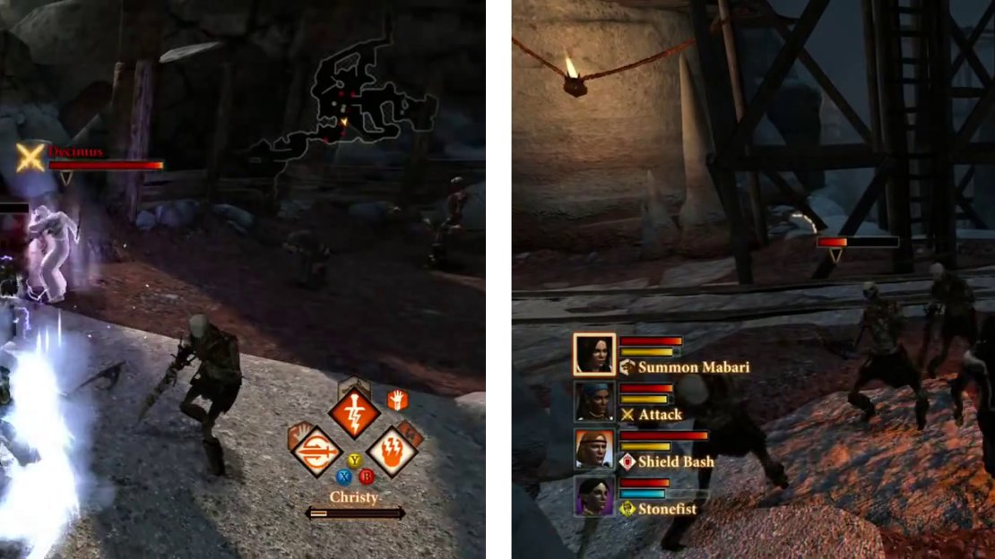 Take out decimus and his crew (left) and fight off the undead on your way out (right).