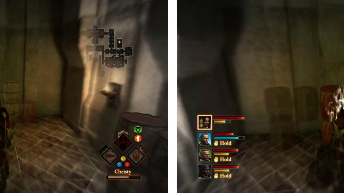 To sove the second puzzle, arrange the barrels (left) into the configuration on the right.