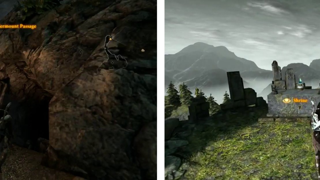 Make your way through the Sundermount Pasage and approch the shrine (right) upon exiting the far end for a scene.
