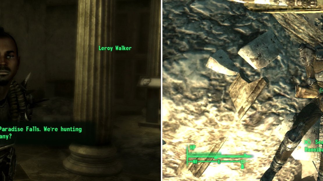Leroy Walker leads the slavers who occupy the Lincoln Memorial (left). If you side with the slavers, there’s really only one outcome for the slaves at the Temple of the Union (right).