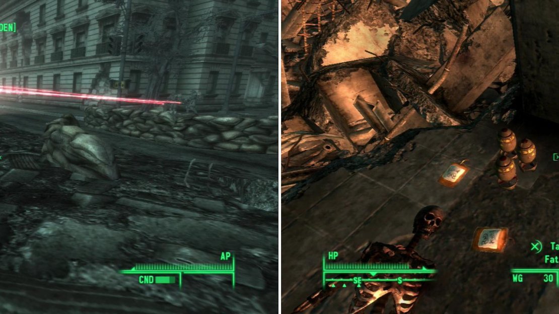 The Brotherhood defends their position in Pennsylvania Avenue (left). Brave the heat to score some loot near the ruins of the White House (right).