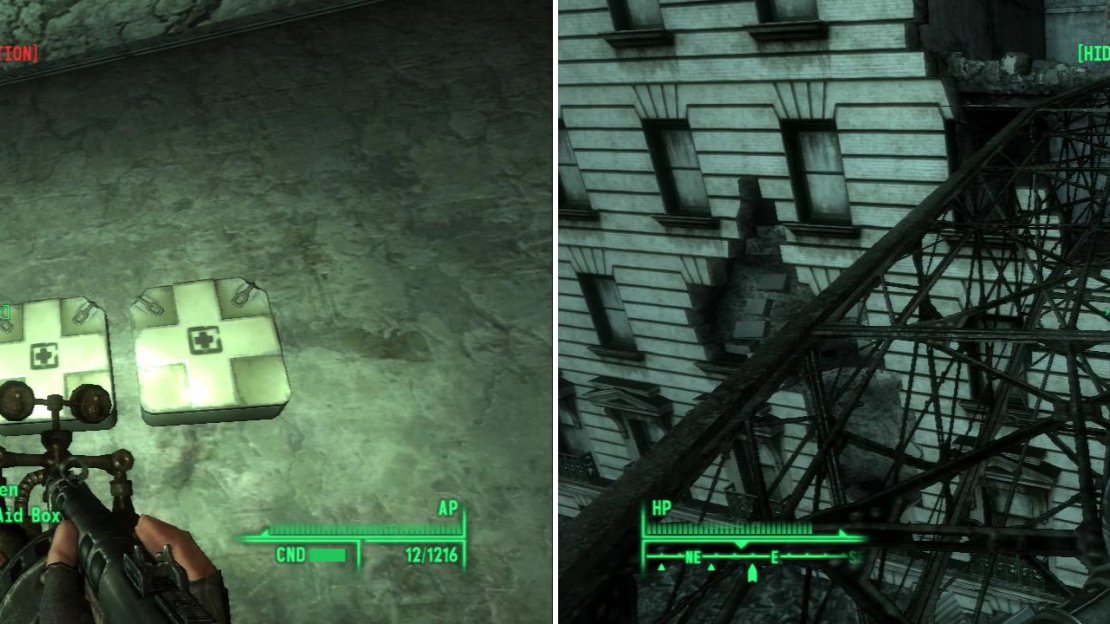 As you might expect, you can find all sorts of medical supplies in the Our Lady of Hope Hospital (left). To reach the upper levels of the Statesman Hotel, you’ll need to cross this precarious debris (right).