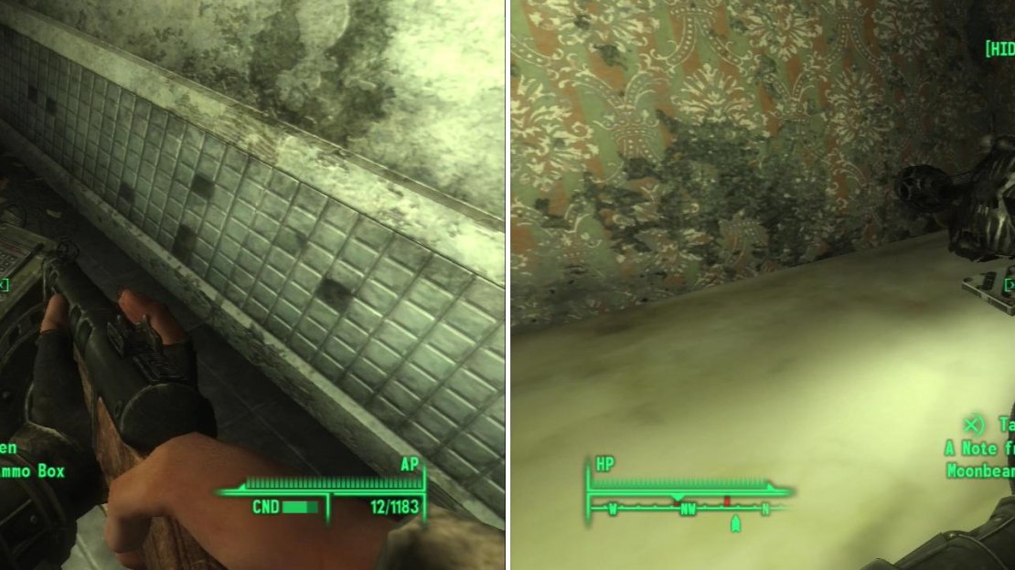 Loot Theo’s Ammo Box to score some supplies (left). In one of the hotel rooms you’ll find the remains of “Little Moonbeam’s Father” (right).