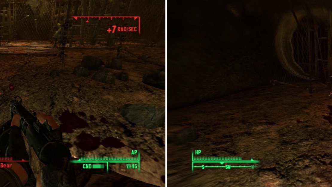 Crush your opposition to win your freedom! One of the Bear Brother comes armed with a Deathclaw Gauntlet (left), which will help you kill the @#$% out of Gruber (right).