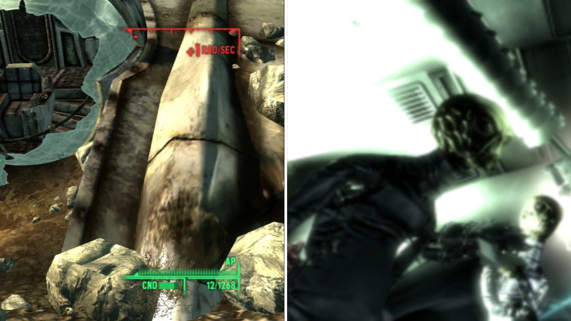Approach the crashed alien ship (left) and you’ll be abducted… and… well… yeah. the probe is real! (right)