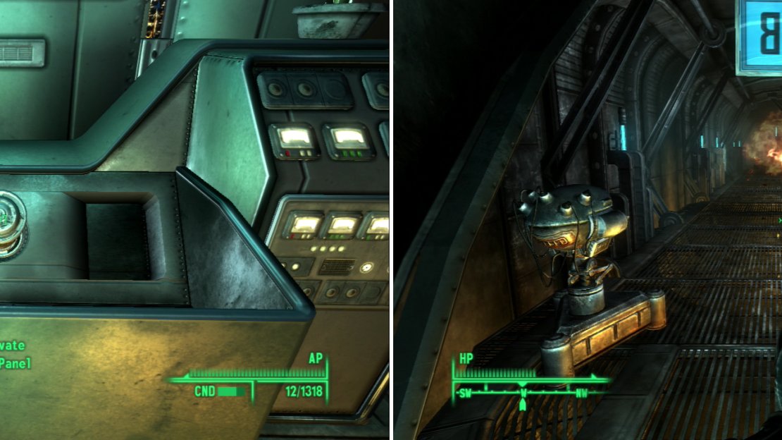 President Eden forces you to take the Modified F.E.V. before he allows you to leave (left). Make good your escape from Raven Rock as the Enclave’s civil war spirals out of control (right).