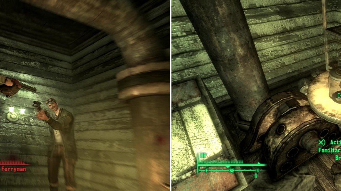 Confront Tobar on his ferry and give him a piece of your mind… (left) Despite what the Tribals said, it seems that your mind was anything but “expanded” (right).