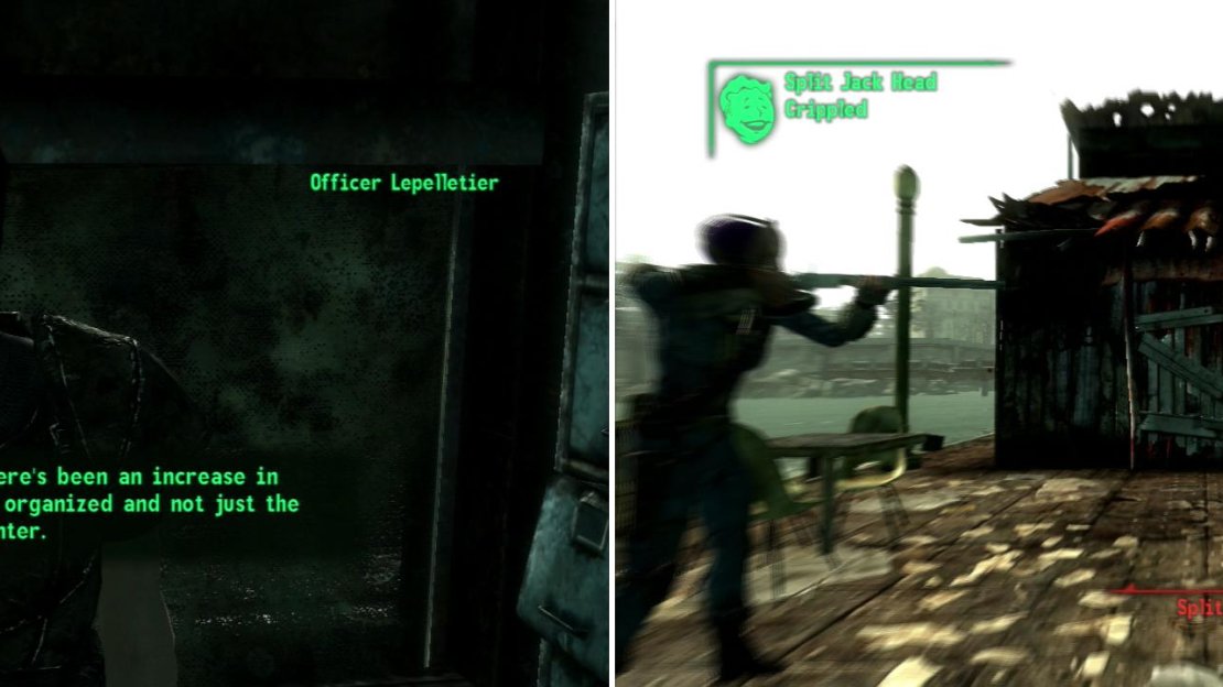Whether its due to her incompetence or not, Officer Lepelletier is having trouble getting water to its destination (left). Kill some Bandits attacking a caravan, then find their leader and kill him, too (right).