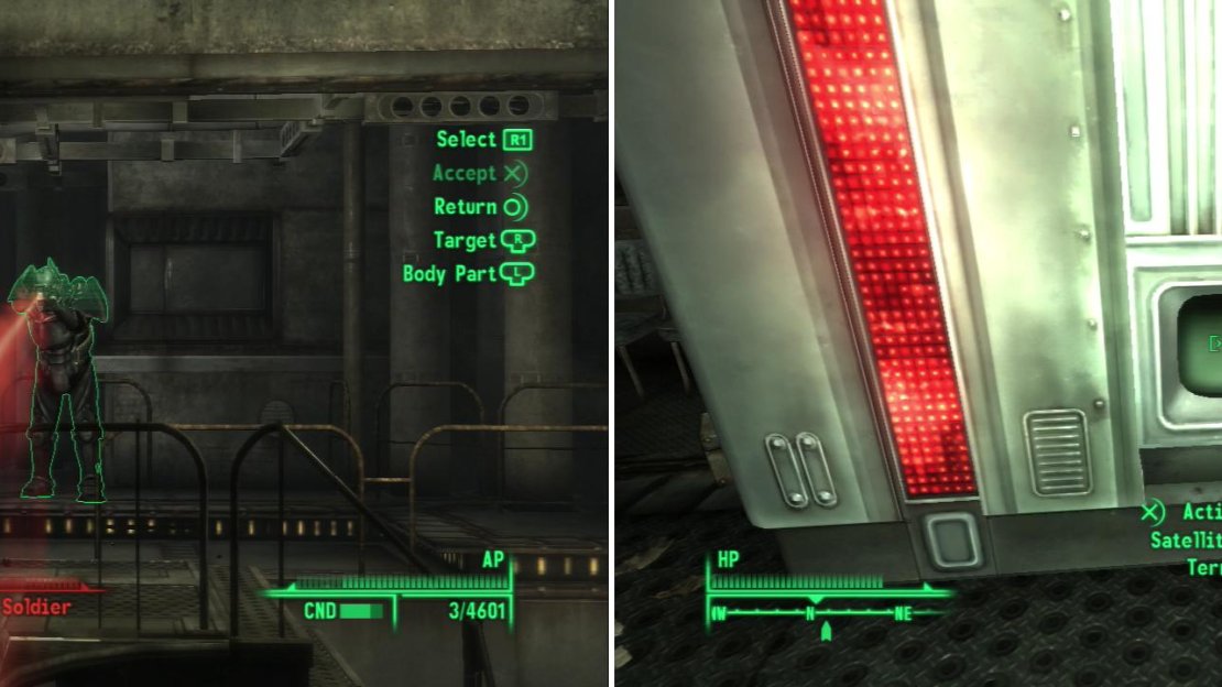 Fight your way through the Enclave defenders (left) and find the data you’re looking for on the Satellite Uplink Terminal (right).
