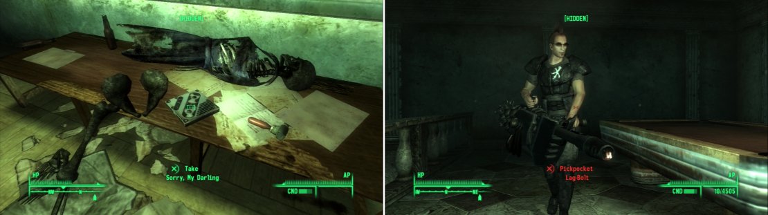 Pick up the note &ldquo;Sorry, My Darlin&rdquo; (left) then head to the La Maison Beauregard Lobby to find Lag-Bolt (right).