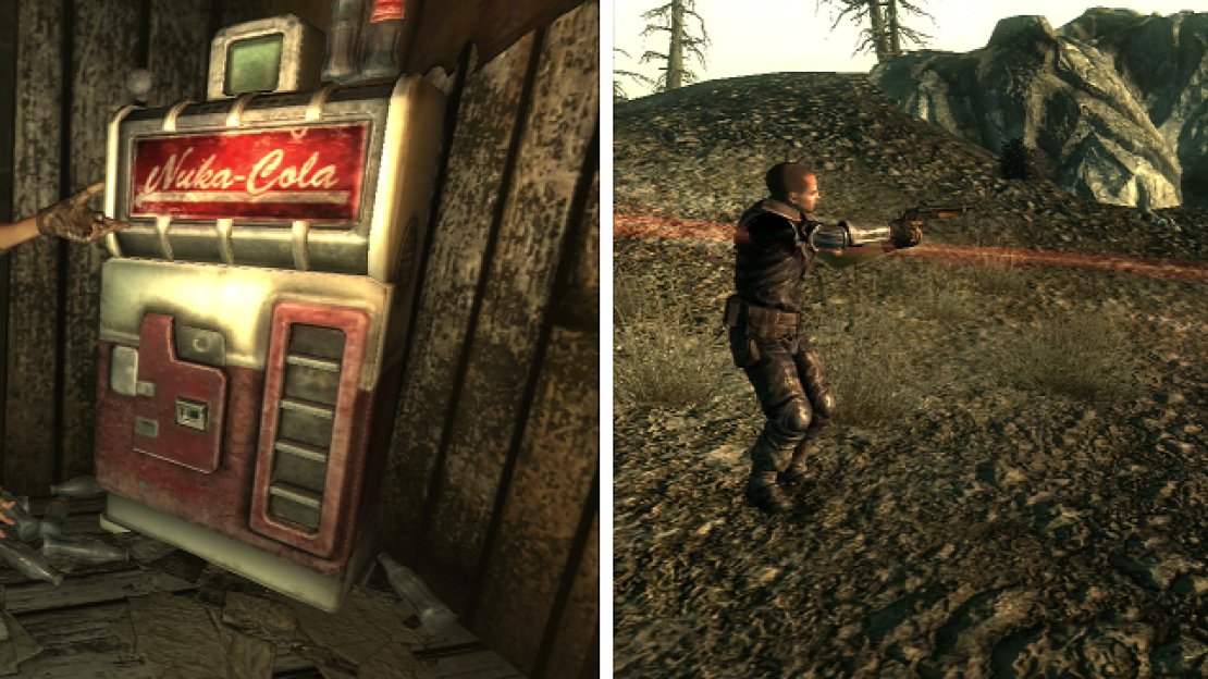 Sierra definitely likes her Nuka-Cola (left). Ronald Laren, despite how tough he acts, isn’t up to the challenges the Wasteland presents (right)