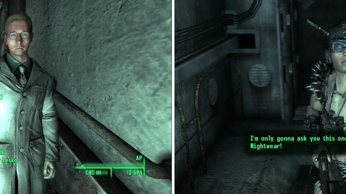 As usual, a guy in a lab coat is behind the problems in Grayditch (left). The fabled Naughty Nightware is a much coveted undergarment! (right)