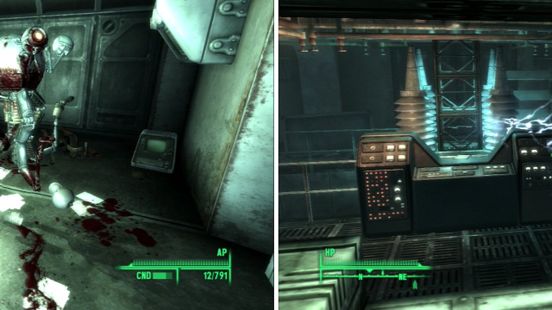 Andy couldn’t even cut a cake without destroying it, so it’s no surprise he wouldn’t excel as a surgeon (left). You can side with Amata or the Overseer… or you can sabotage the Vault (right).