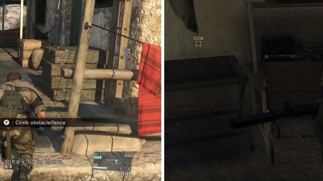 Enter this central building (left), the biggest building in the village) to find the intel for Miller’s location (right).