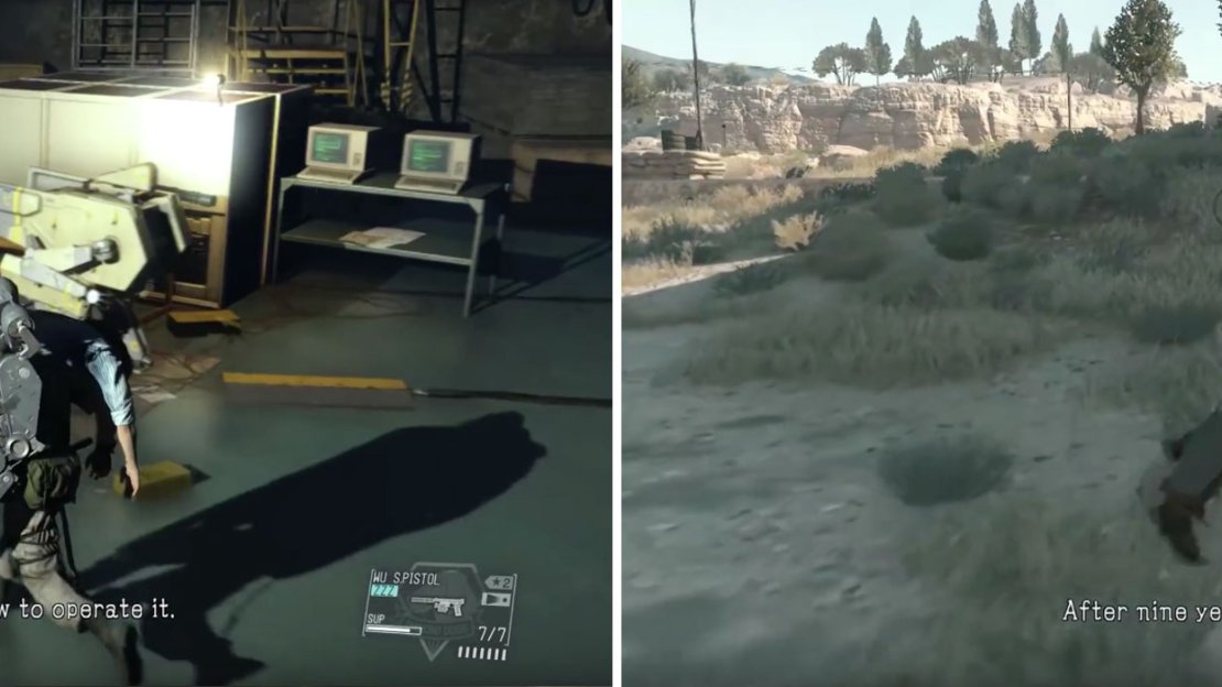 You can choose to go by foot or use Walker gear (left) though running may be the stealthier option (right).