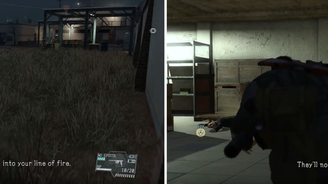 Sneak round the back of the airport (left) towards the CFA official then extract him (right).