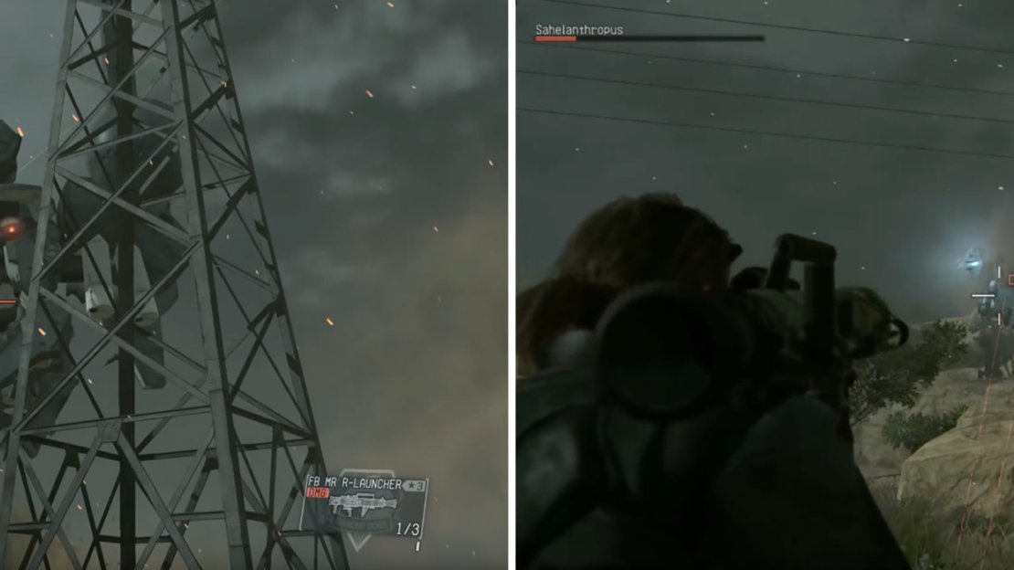 Target the midsection (left) As it gets low on health Salelanthropus will charge a devastating laser attack (right). Seek cover immediately.